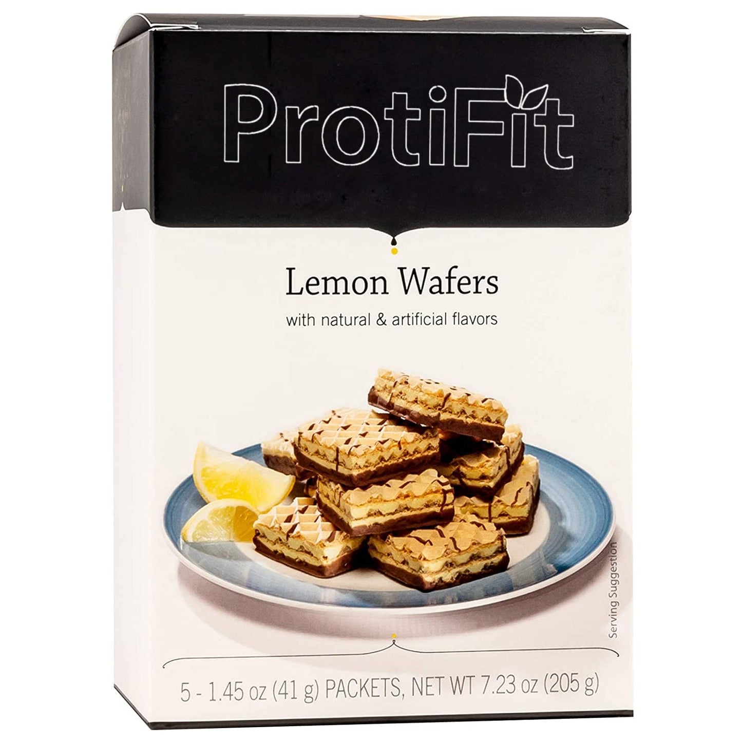PROTIFIT - High Protein Wafer Bar, 15g Protein, Low Calorie, Low Carb, Low Fat, Trans Fat Free, Cholesterol Free, Ideal Protein Compatible, 5 Servings Per Box (Lemon)