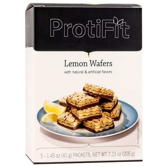 PROTIFIT - High Protein Wafer Bar, 15g Protein, Low Calorie, Low Carb, Low Fat, Trans Fat Free, Cholesterol Free, Ideal Protein Compatible, 5 Servings Per Box (Lemon)