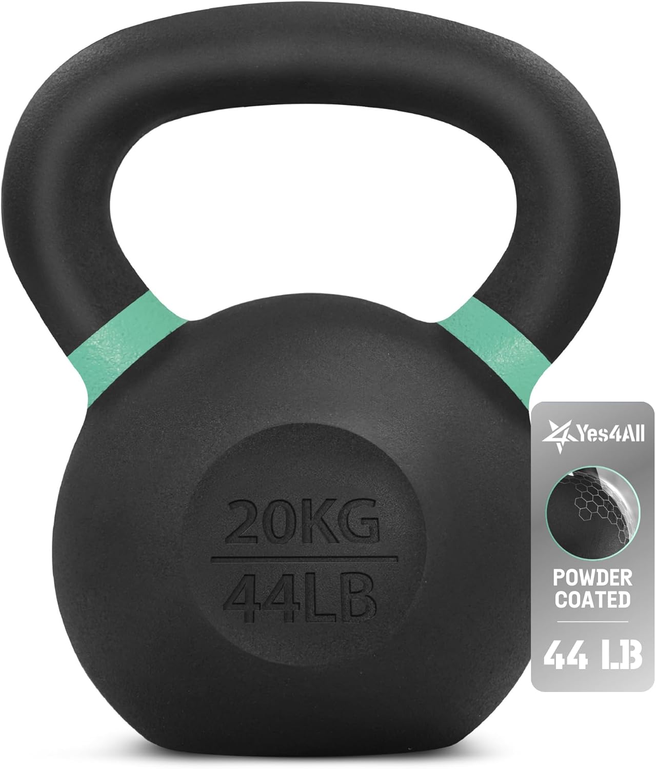 Yes4All Powder Coated Cast Iron Kettlebell Strength Training Kettlebells Weight Set for Full Body Workout, Home Gym