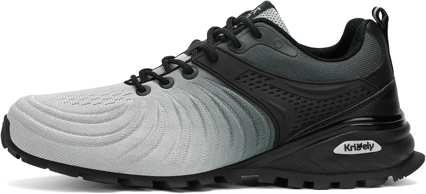 Kricely Men's Walking Shoes Breathable Lightweight Fashion Sneakers Non Slip Sport Gym Jogging Trail Running Shoes