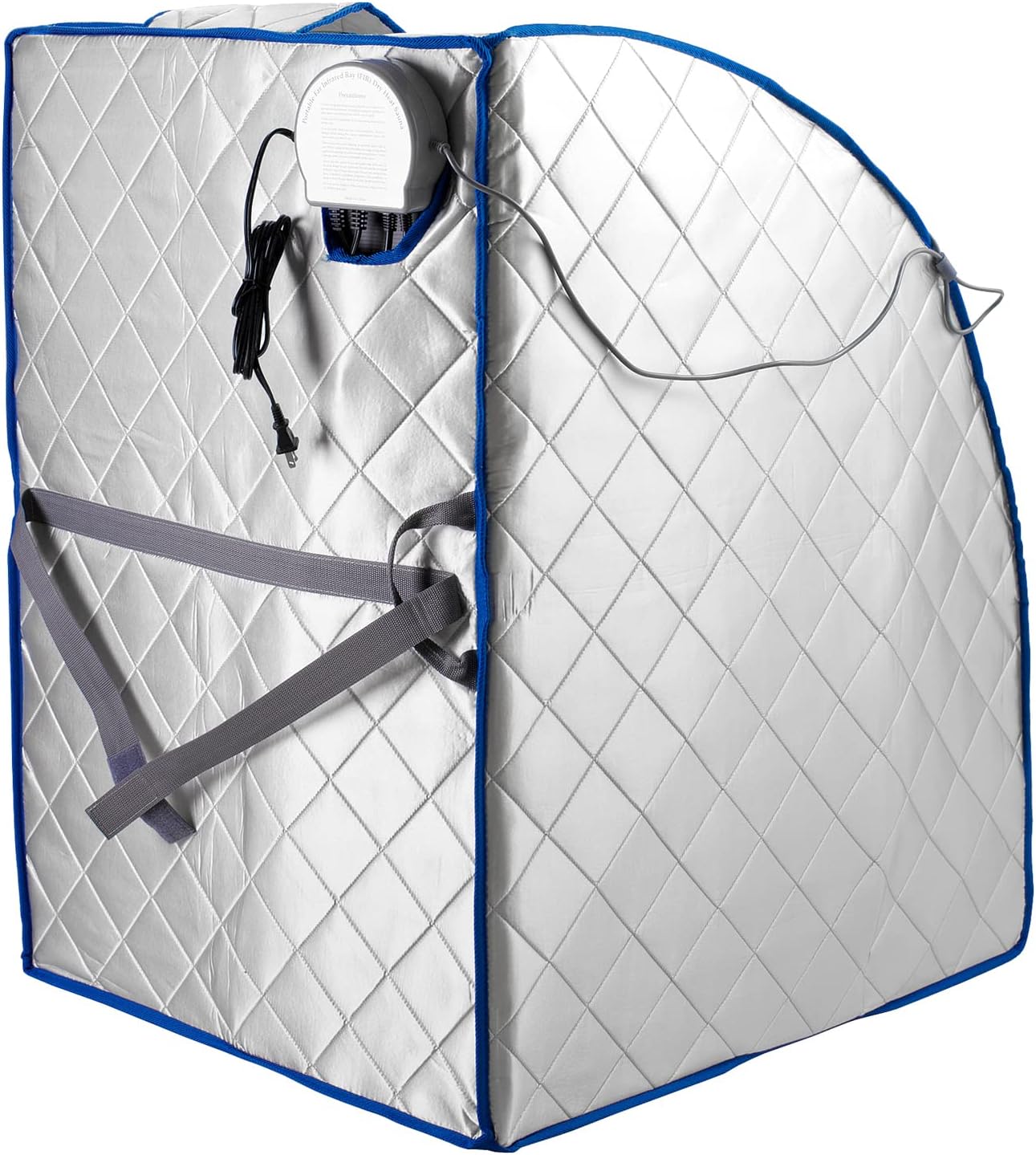 Infrared FAR IR Negative Ion Portable Indoor Personal Spa Sauna by Durherm with Air Ionizer, Heating Foot Pad and Chair, 30 Minutes Timer, Large, Silver