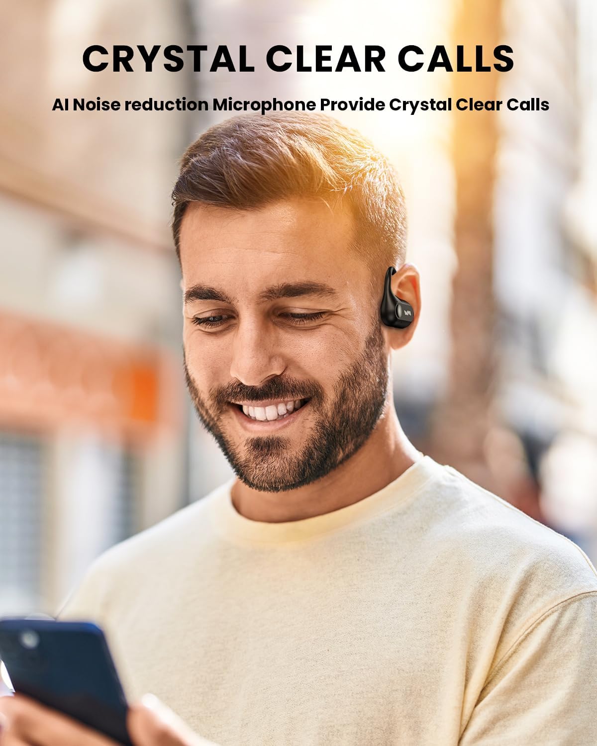 Open Ear Headphones,Bluetooth 5.3 Air Conduction Headphones ,Comfortable for Long Wear ,Powerful Bass,AI Clear Calls,30H Playback,IPX6 Light Weight Open Ear Earbuds with Ear-Hook for Workout,Running