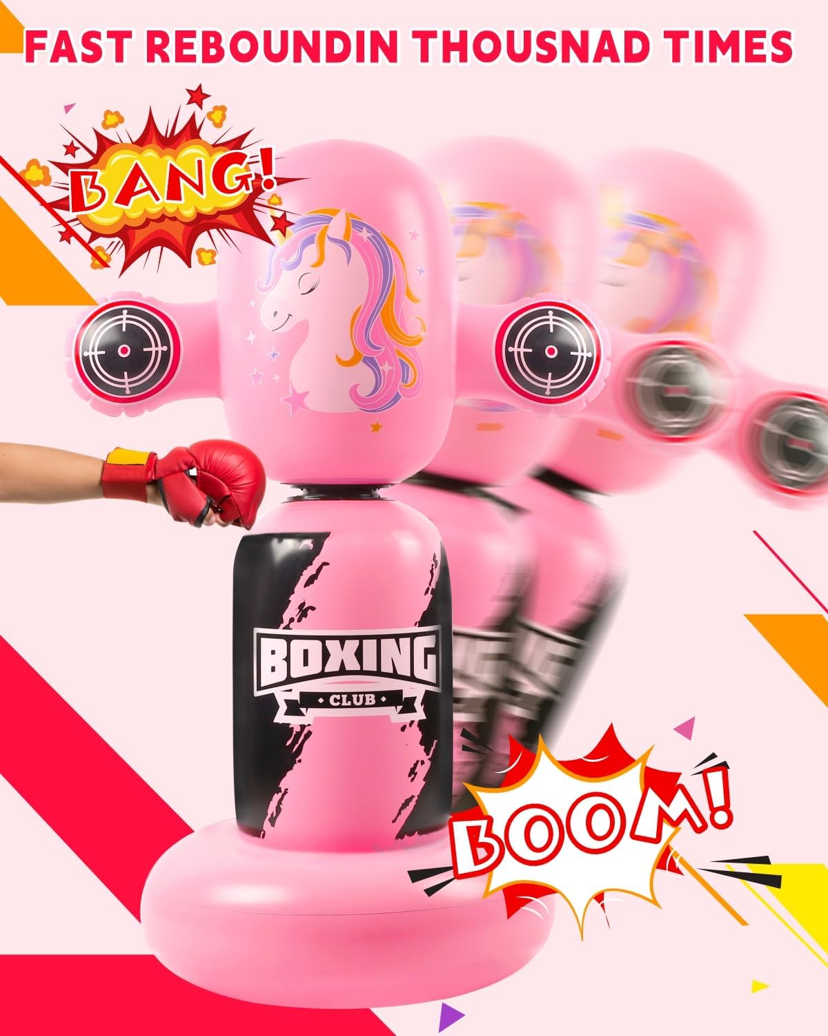 Punching Bag for Kids,New Upgraded 360°Rotating Kids Punching Bag,Inflatable Boxing Bag Toy for Boys Girls, Christmas Birthday Gift for Kids Age 3-12