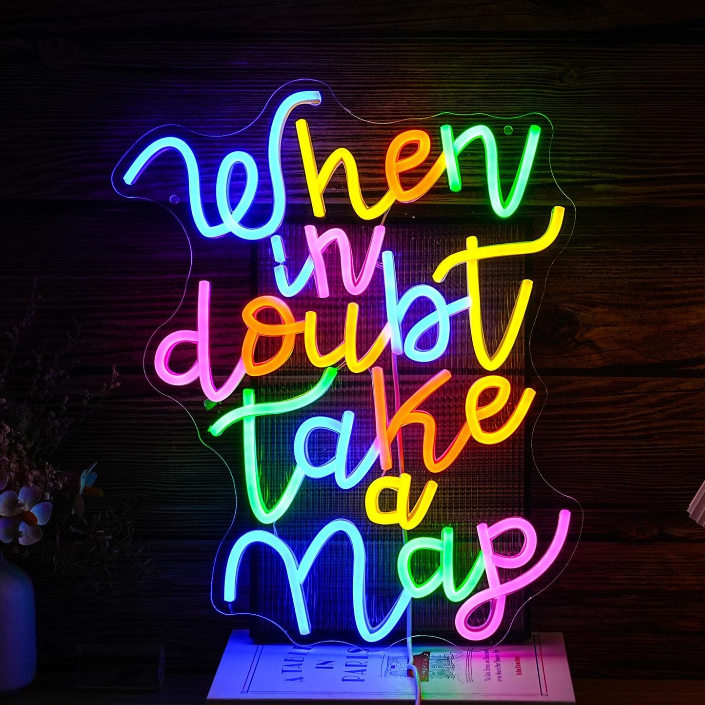 Dimmable When In Doubt Take A Nap Neon Sign USB Powered Colourful Neon Light for Wall Decor Funny Letters Led Light Up Sign for Study Room Office Bedroom Home Classroom Neon Decor