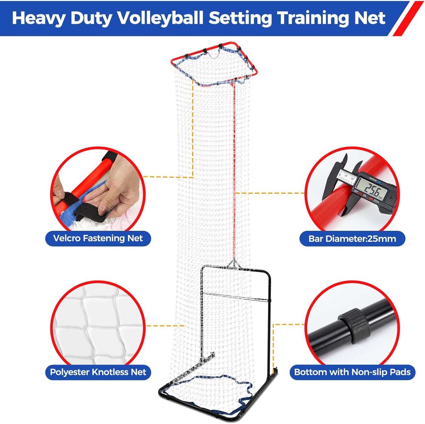 Volleyball Setter Training Equipment 8 Adjustable Heights,Sturdy and Durable 130inch Volleyball Setter Training Net 6 Adjustable Angles for Indoor and Outdoor Training
