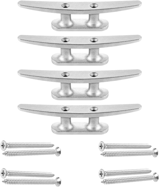 Boat Cleat, 4 inch / 6 inch 304 Stainless Steel Dock Cleat-Ideal for Marine, Deck, Nautical Decor (4 Pack/ 6 Pack)