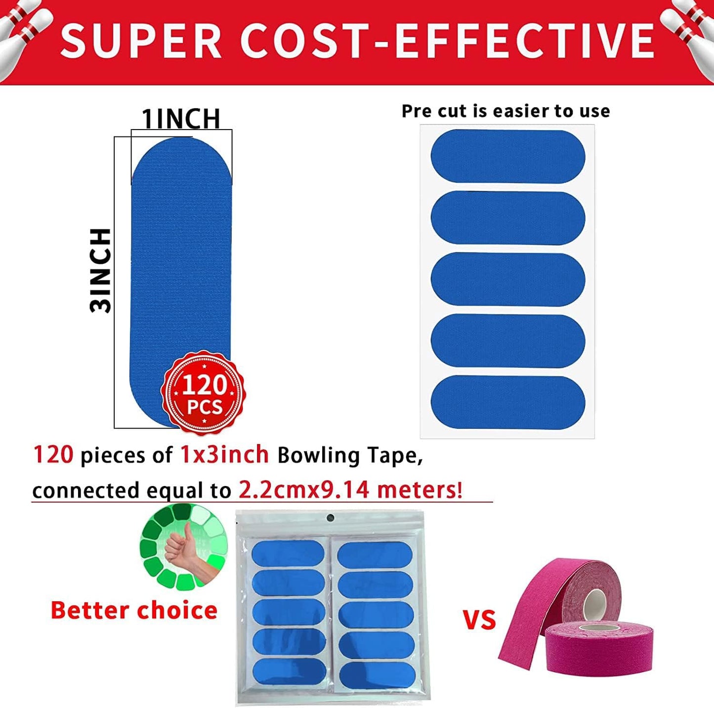 Birllaid 120PCS Bowling Thumb Tape Bowling Finger Tape Bowling Tape Thumb for Bowlers, Bowling Accessories for Men Women