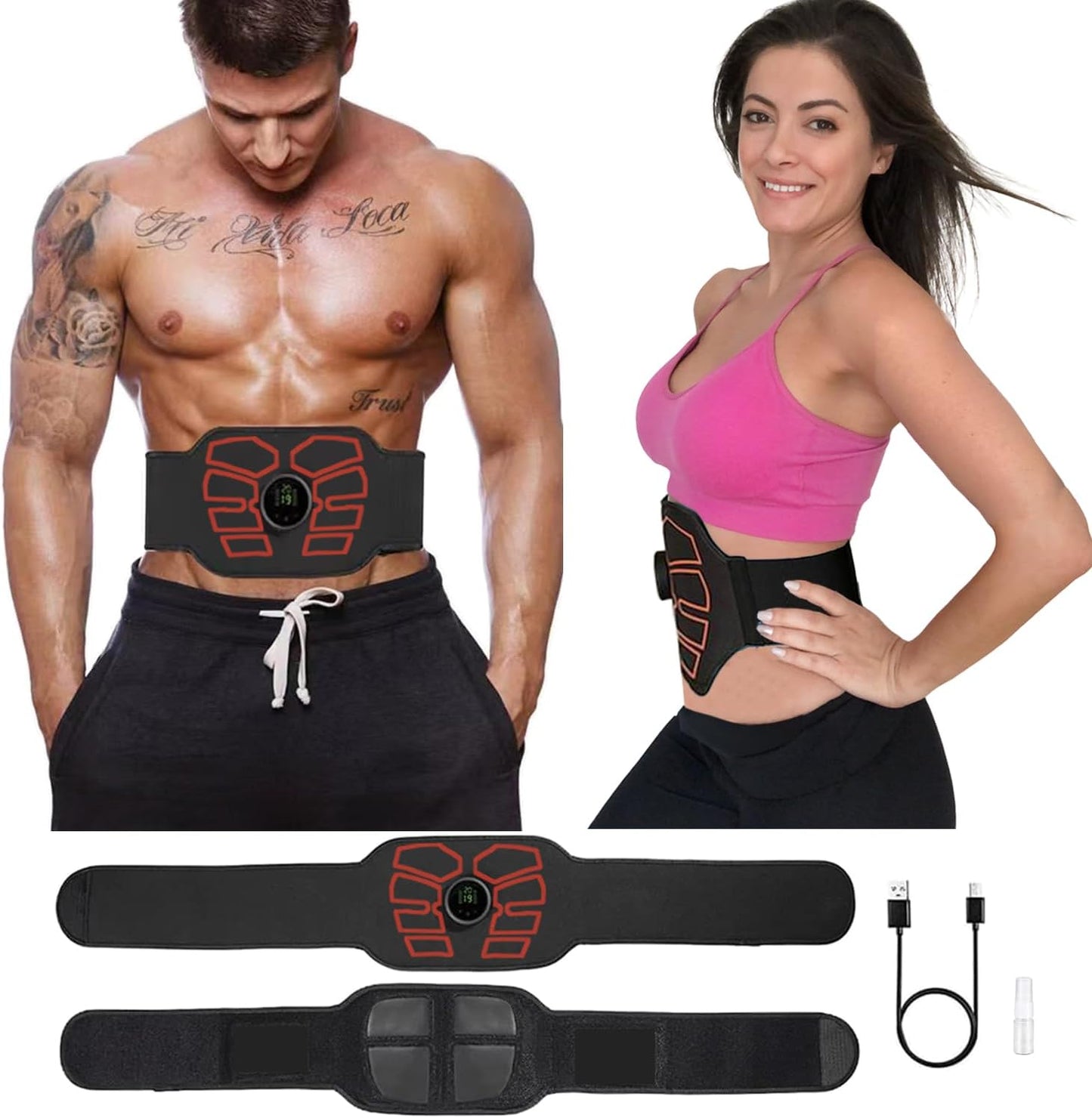 EMS Muscle Stimulator, ABS Stimulator, Abdominal Toning Belt Home Office Fitness Workout Equipment for Abdomen