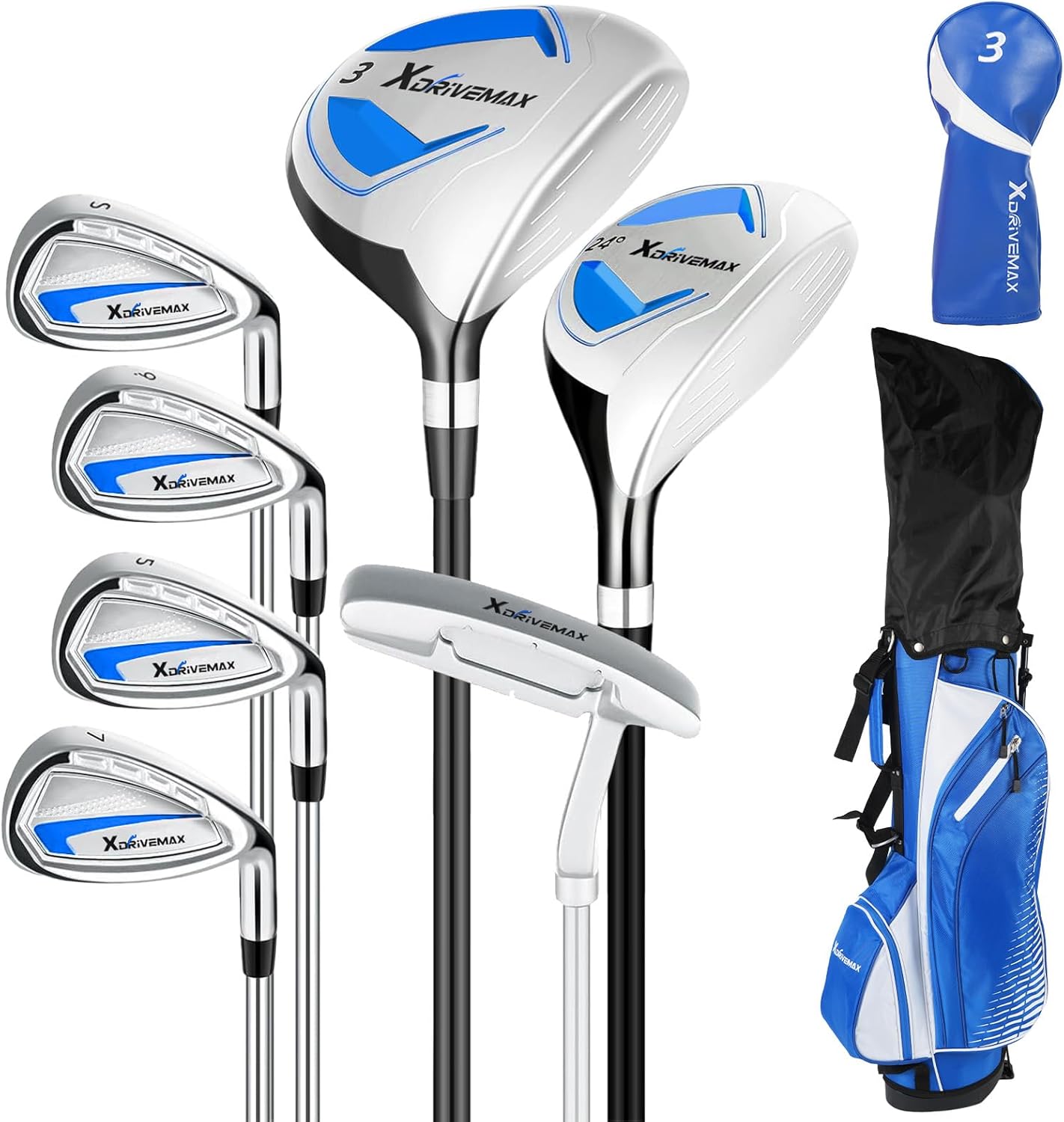 8 Pieces Complete Golf Club Set – Full Set with Bag, Fairway Wood, Hybrid, Irons, Putter – Lightweight, Beginner Friendly, Premium Quality, Distance & Accuracy, Easy to Use for Men & Women