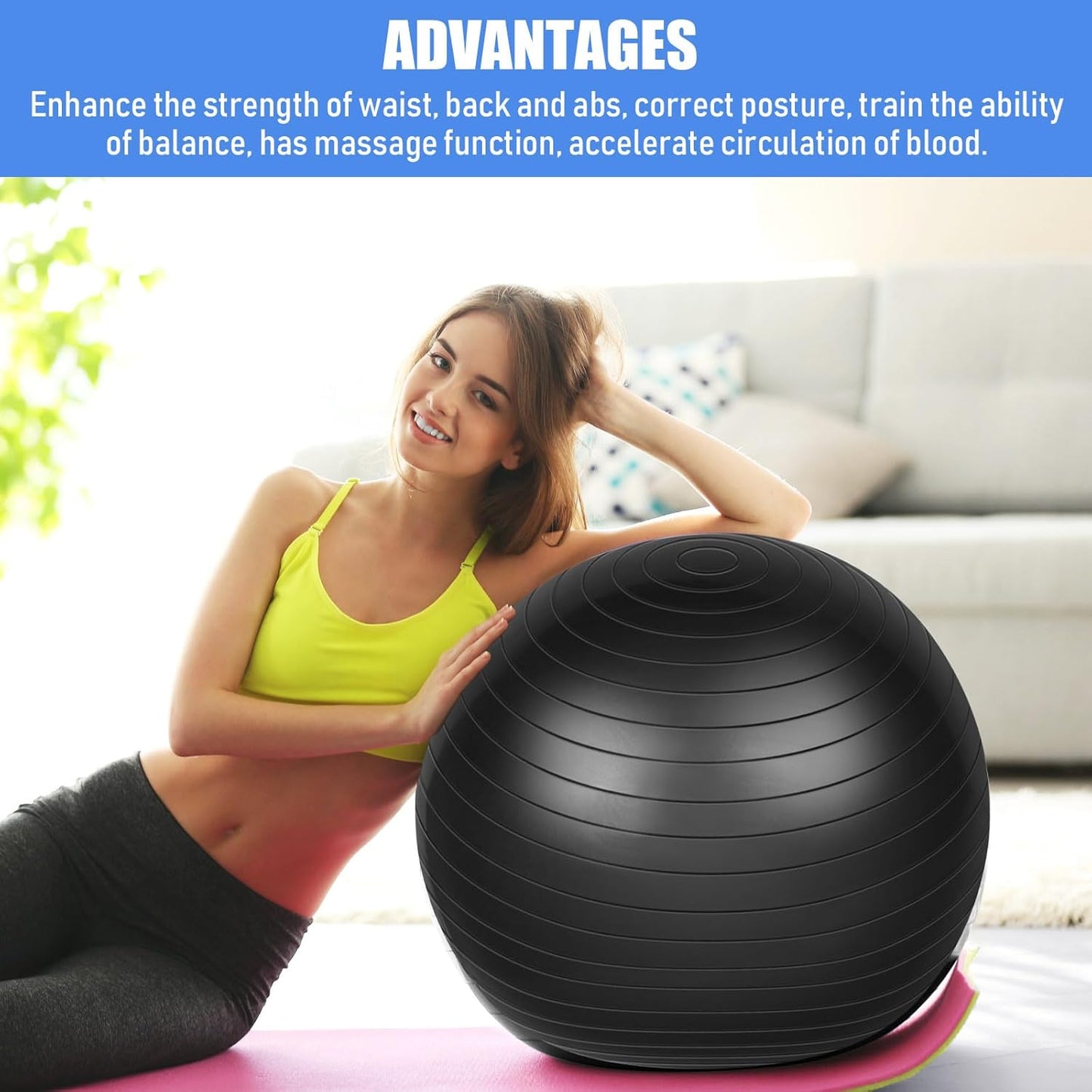 Leyndo 2 Pcs Yoga Ball Exercise Ball Large 26 Inch Exercise Anti Burst Birthing Fitness Ball with Pump, 26 Inches/ 65 cm for Improved Posture, Balance, Yoga, Pilates, Training