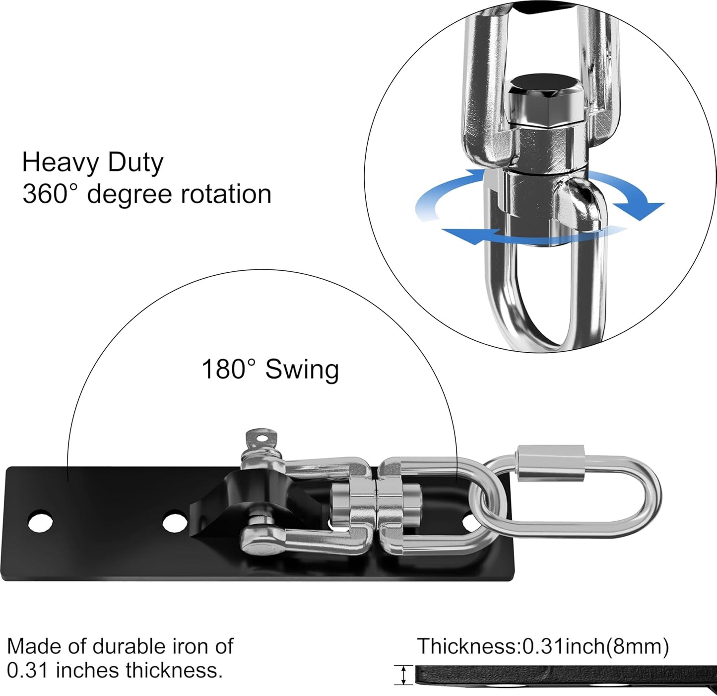 Heavy Bag Hanger,Punching Bag Mount Hanger Bracket,Ceiling Mount Hook 360°Rotation Wood Beam Holder Body Weight Strength Training Systems,Suitable for Swings and sandbags(900 LB Capacity)