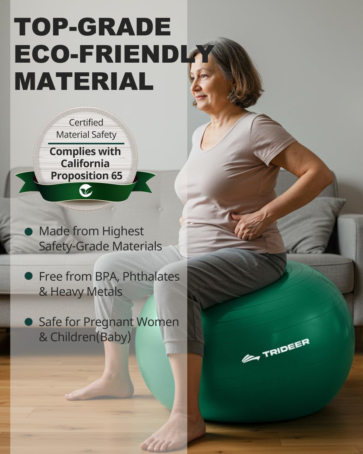 Trideer Exercise Ball for Physical Therapy & Workout - Swiss Ball for Core Strength & Balance