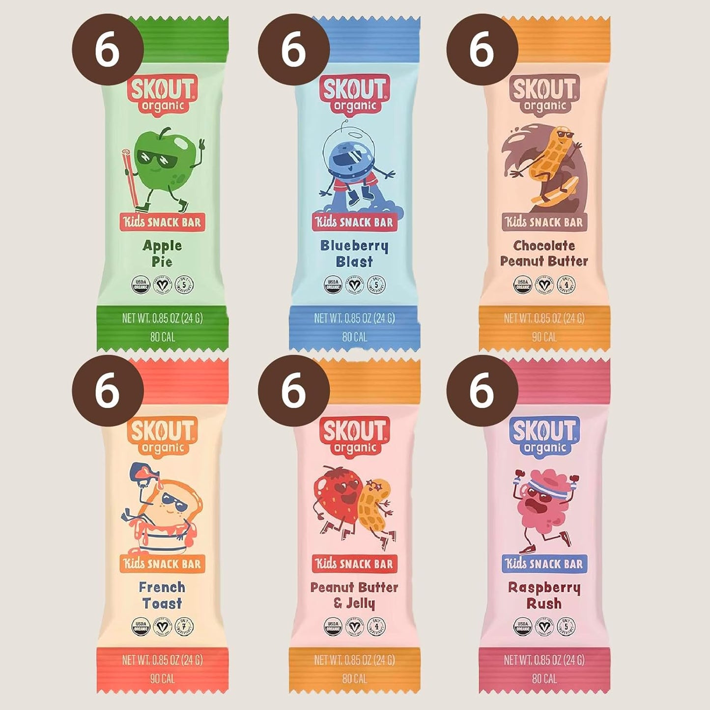 Skout Organic Kids Snack Bar Variety Pack (36 Pack) | Organic Kids Snack Bars | Plant-Based Nutrition | Vegan | Gluten, Dairy, & Soy Free