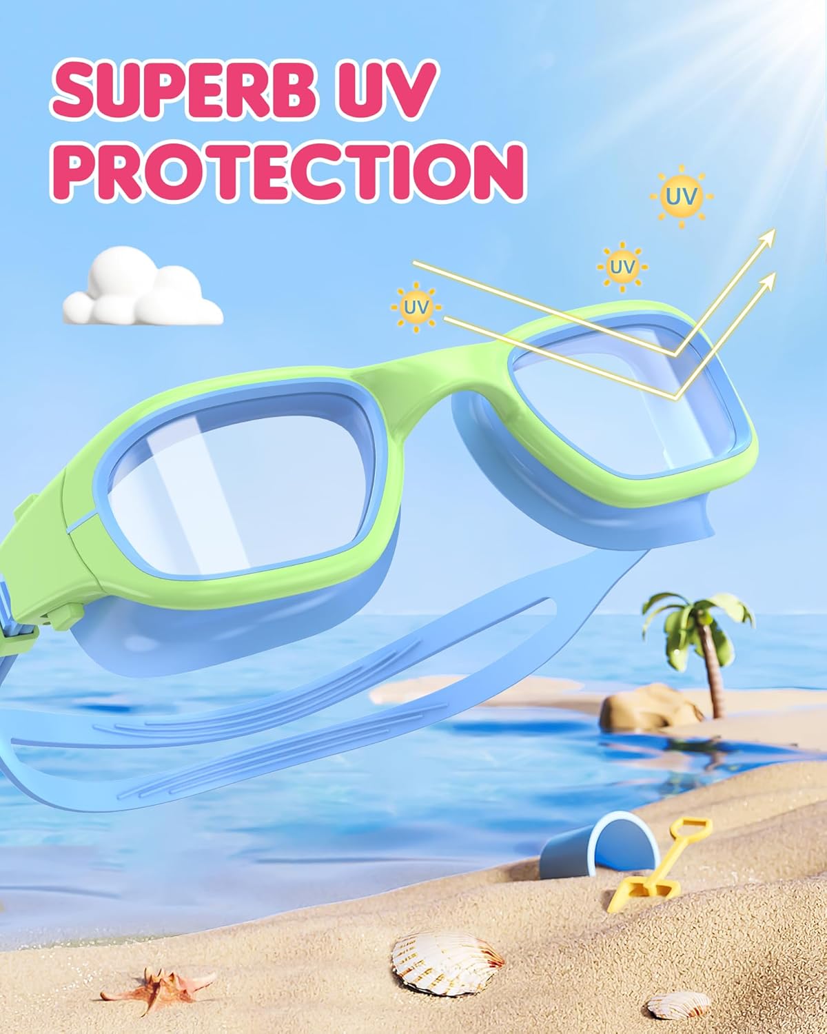 Kids Swim Goggles,Swimming Goggles for Kids 6-14, Anti-Fog UV Protection Pool Glasses for Boys Girls