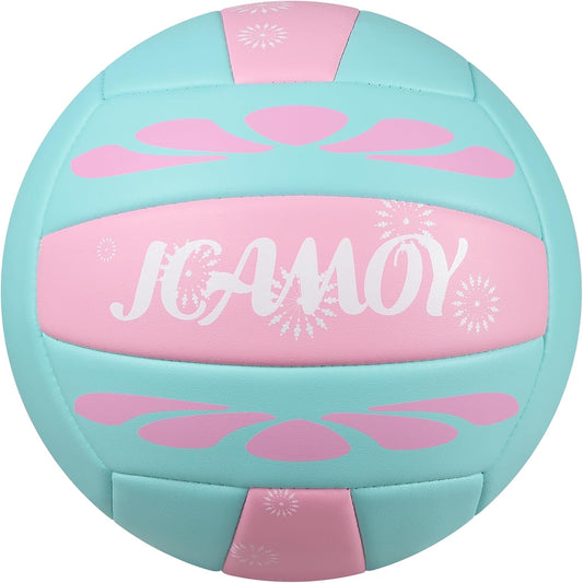 Volleyball Size 5 - Premium PU Leather, Ultra-Durable Soft to The Touch for Youth, Adults, Ideal for Indoor, Outdoor, Beach Sports Training (Pink Blue)