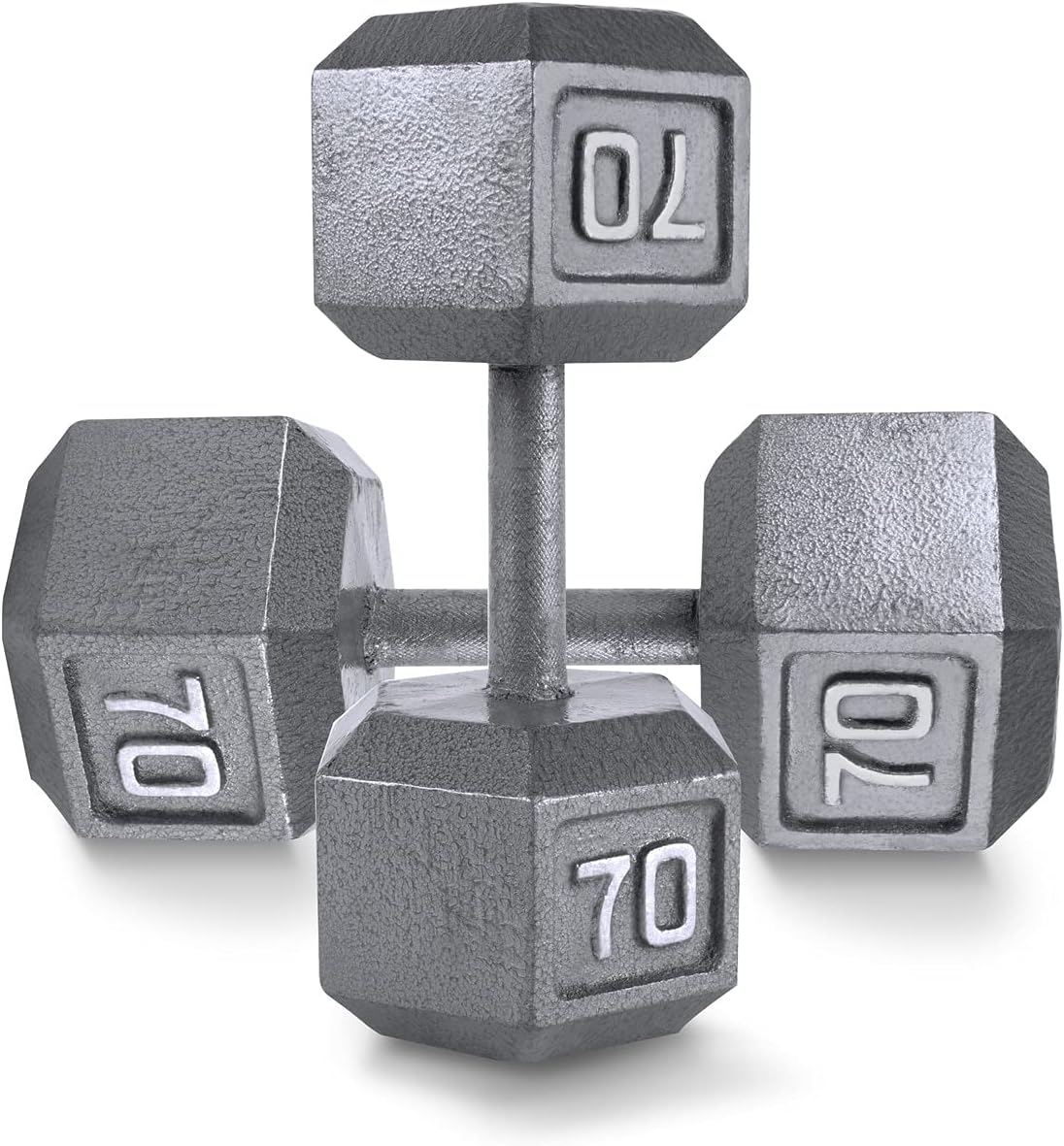 WF Athletic Supply Cast Iron Solid Hexagon Gray/Black Dumbbells, Strength Training Free Weights Set of 2 for Women and Men, Hand Weights Sold by Pairs, Multi-Select Size Options Available