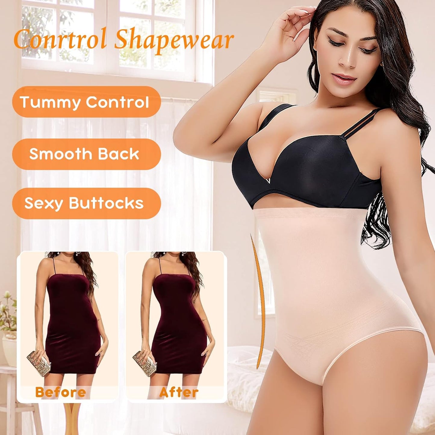 Tummy Control Shapewear Panties for Women High Waisted Body Shaper Slimming Shapewear Underwear Girdle Panty