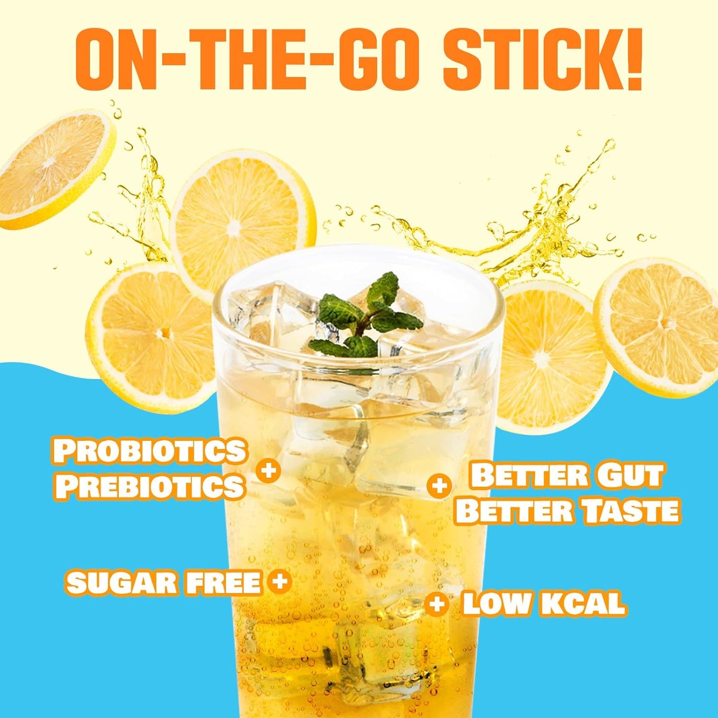 TEAZEN Lemon Kombucha Tea, Hydration Drink Mix, Sugar Free, Live Probiotics & Prebiotics, 10 Sticks, 1.76oz