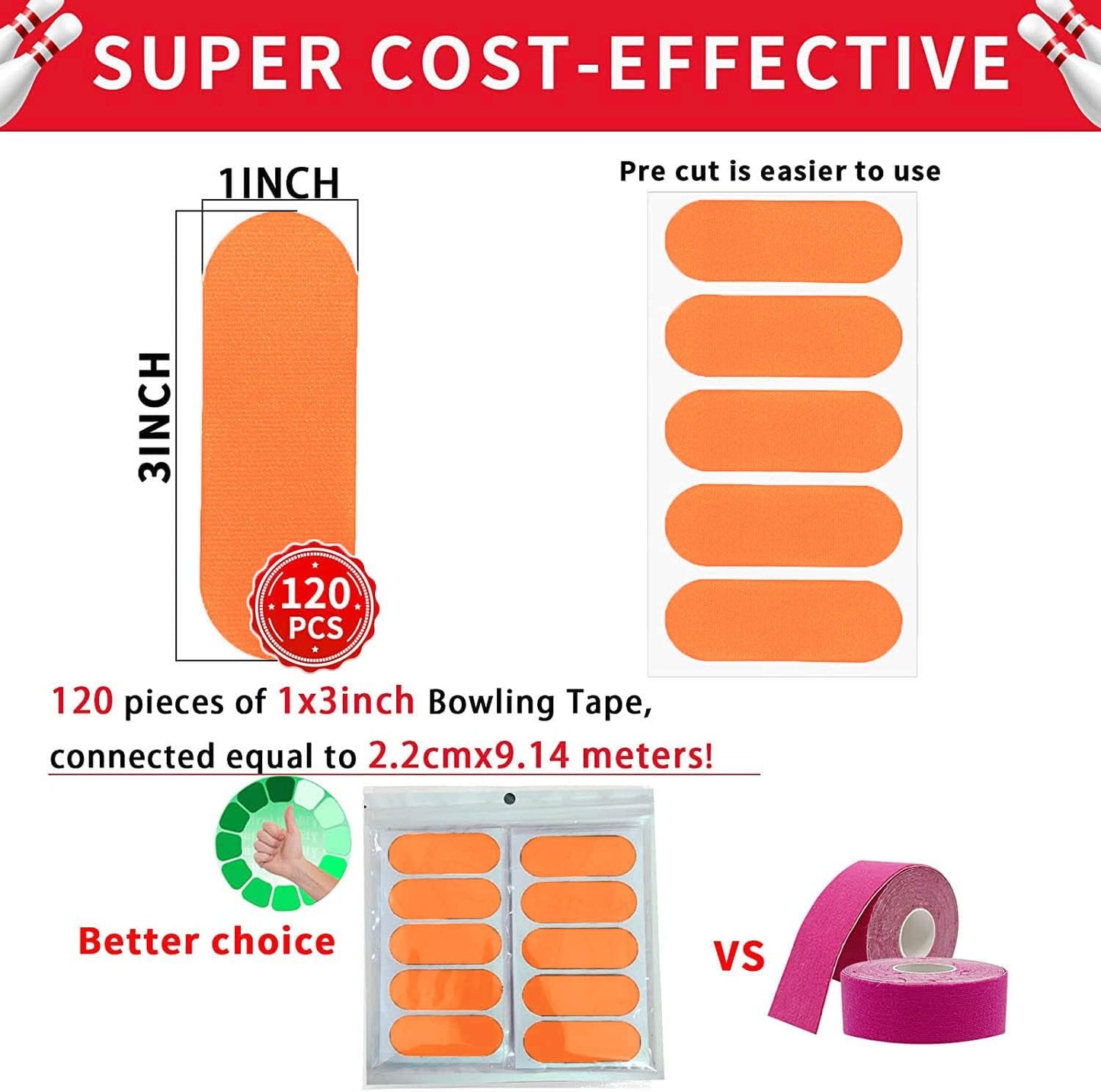 Birllaid 120PCS Bowling Thumb Tape Bowling Finger Tape Bowling Tape Thumb for Bowlers, Bowling Accessories for Men Women