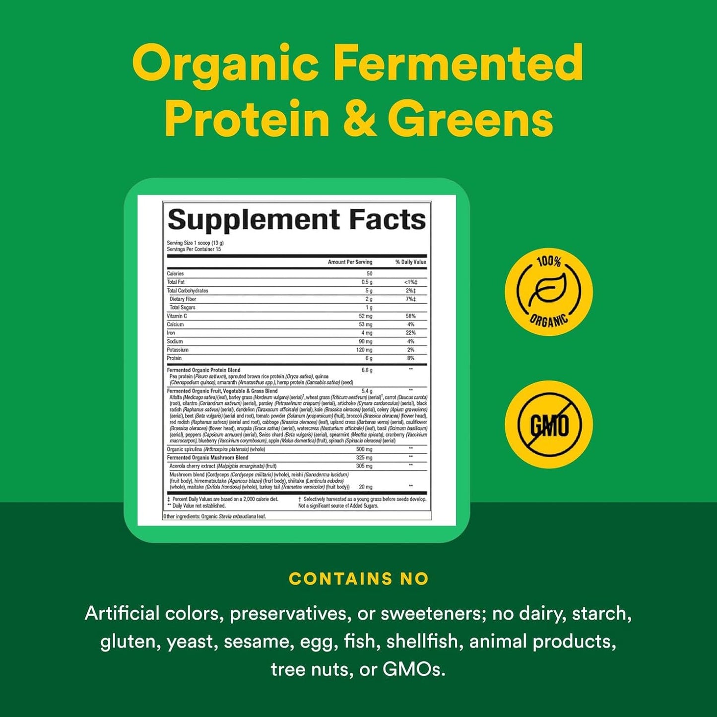 Natural Factors Whole Earth & Sea, Organic Fermented Greens, Vegan Whole Food Supplement, Unflavored, 6.9 Oz