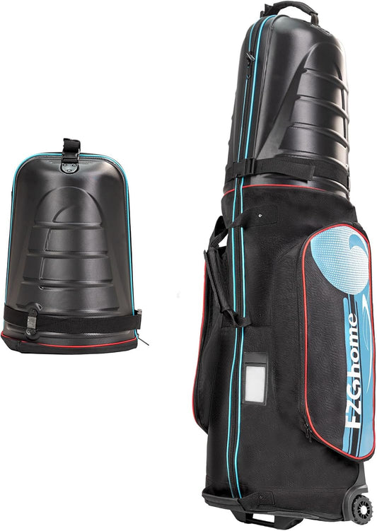 Golf Travel Bags for Airlines with Hard Case Top & Wheels, Hard Shell Top Protect Golf Club, 1680D Heavy Duty Oxford, Wide-Mouth Effortless Packing, Lightweight, MidnightFjord