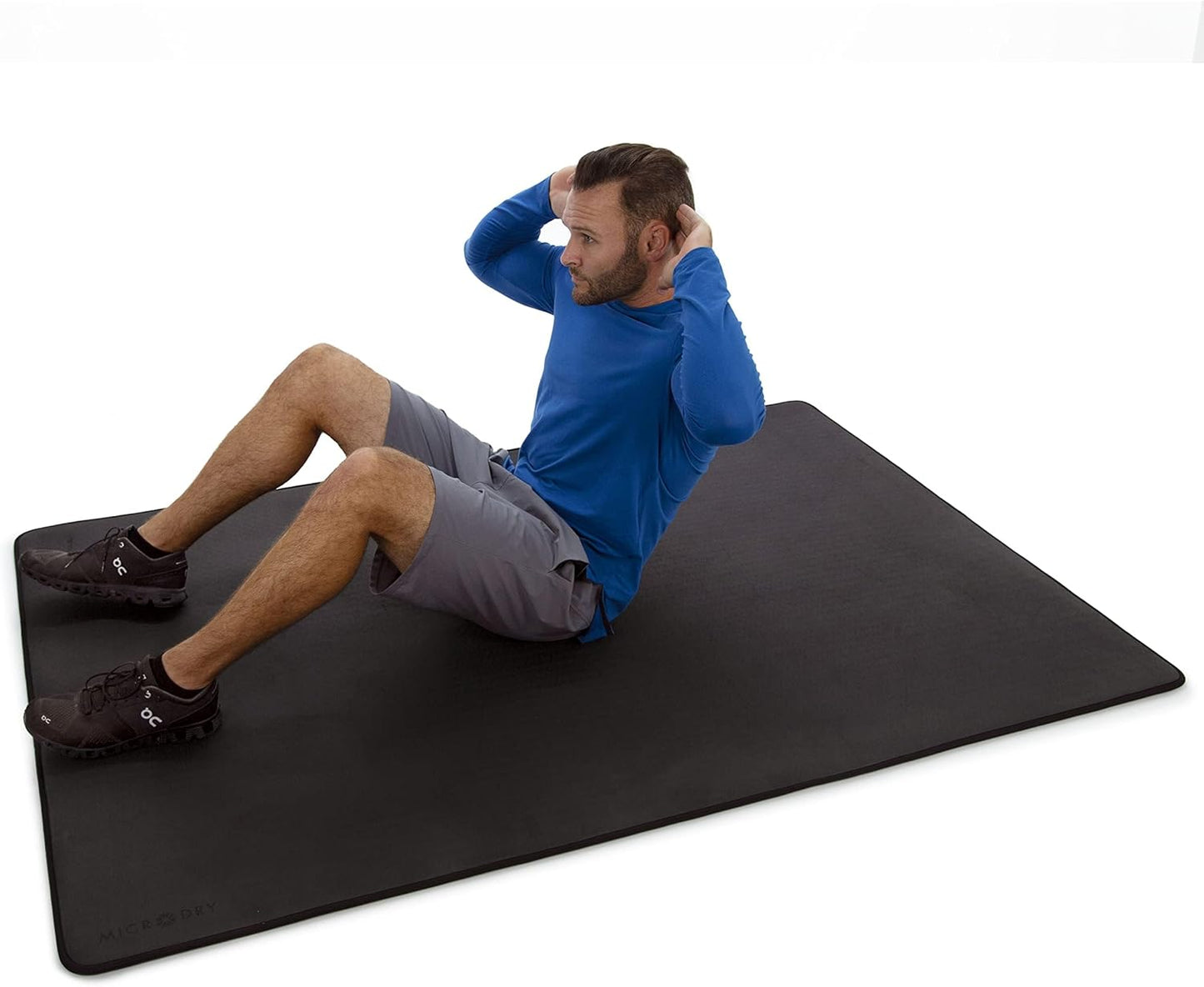 MICRODRY Deluxe Fitness Exercise Yoga Mat for Home & Gym, Extra Thick for High Impact Training, Multi Layered Skid Resistant Surface, Odor Neutralizing with Carrying Strap