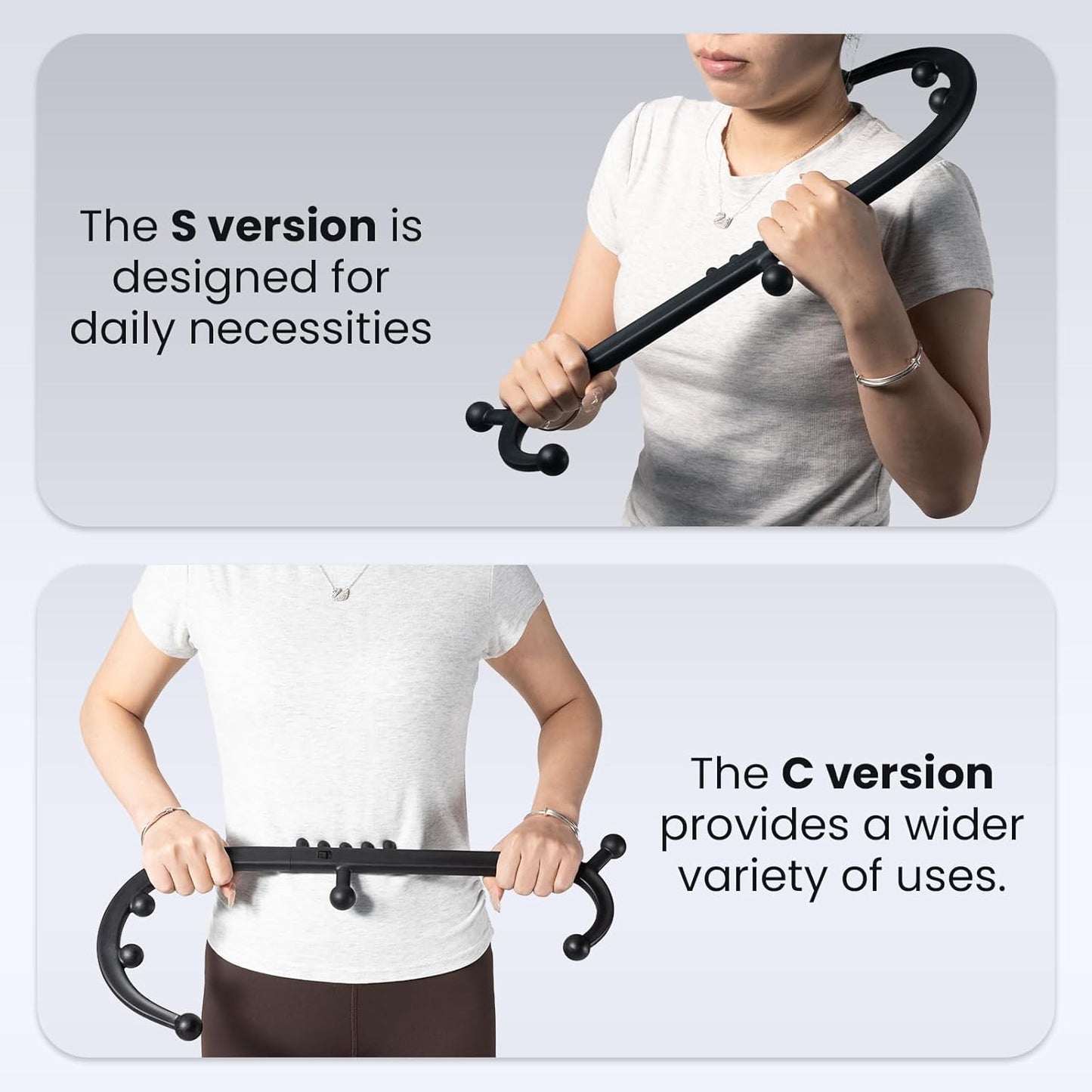 LiBa Trigger Point Massage Tool, Detachable Back Neck Shoulder Massager for Pain Relief, Manual Therapy Massage Cane Hook Stick with Massager Ball, Gift for Athlete, Desk worker, Chronic Pain Sufferer