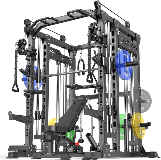 Power Cage,1600lbs Multi-Function Power Rack with Adjustable Cable Crossover System and More Training Attachment, Weight Cage for Home Gym