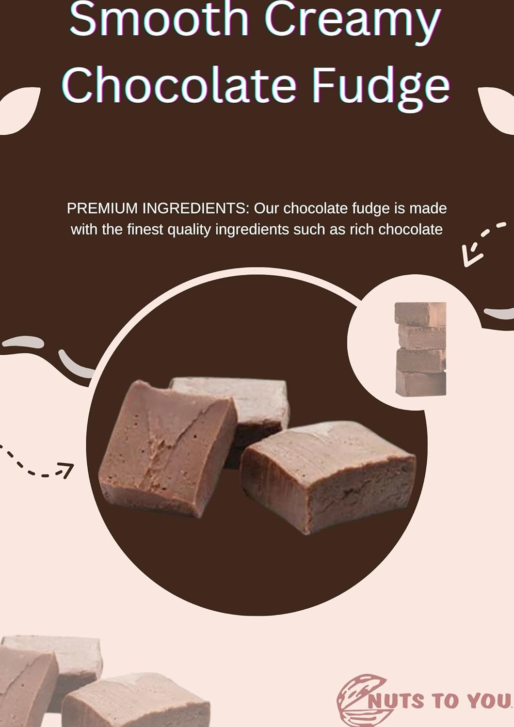 Nuts To You Sugar Free Smooth Creamy Chocolate Fudge | Fresh Gourmet Candy | Decadent and Delicious Handcrafted Fudge 6.6 Oz. (Pack of 1)