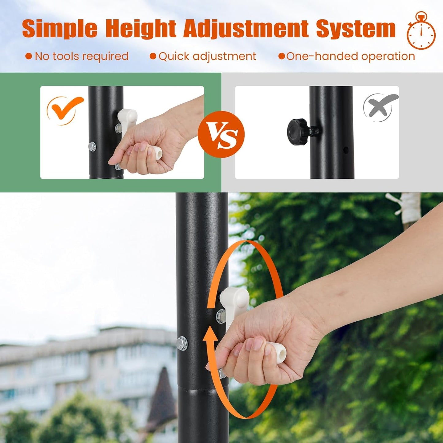 Giantex Portable Basketball Hoop Outdoor - 7.4-10 FT Height Adjustable Basketball Goal System w/ 44 Inch Shatterproof PC Backboard, Fillable Base, Basketball Hoop Indoor for Adults, Backyard, Driveway
