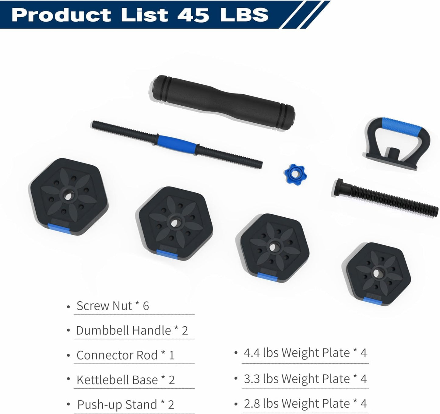 VIVITORY Dumbbell Sets Adjustable Weights, Free Weights with Connector, Non-Rolling Adjustable Dumbbell Set, Barbell for Home Gym, Hexagon, Cement Mixture