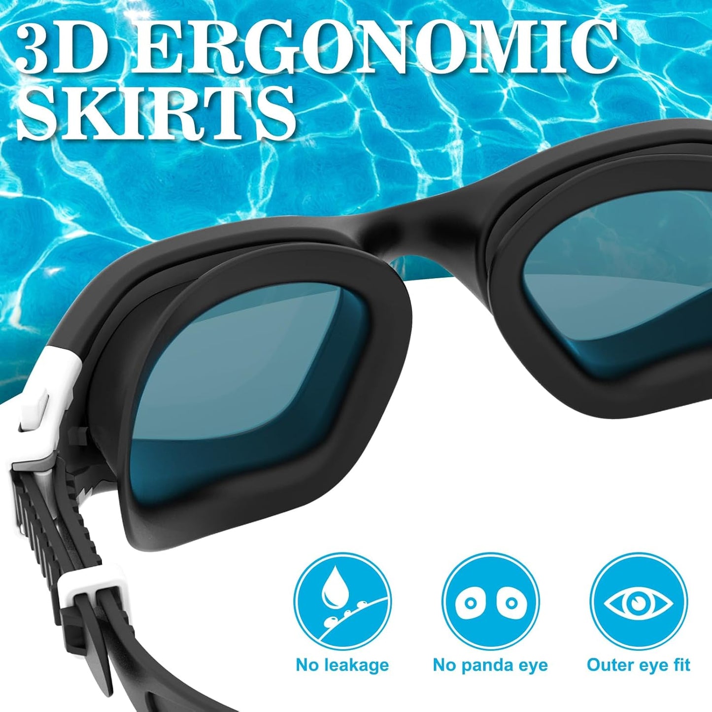 WIN.MAX Polarized Swimming Goggles Swim Pool Goggles Anti Fog Anti UV No Leakage Clear Vision for Men Women Adults Teenagers