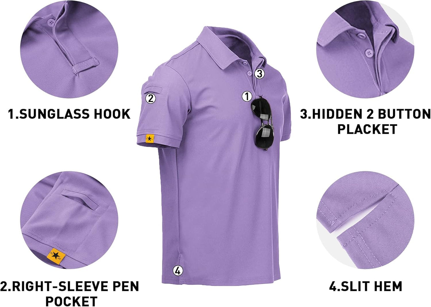 V VALANCH Mens Polo Shirts Short Sleeve Moisture Wicking Golf Polo Athletic Collared Shirt Tennis T-Shirt Tops