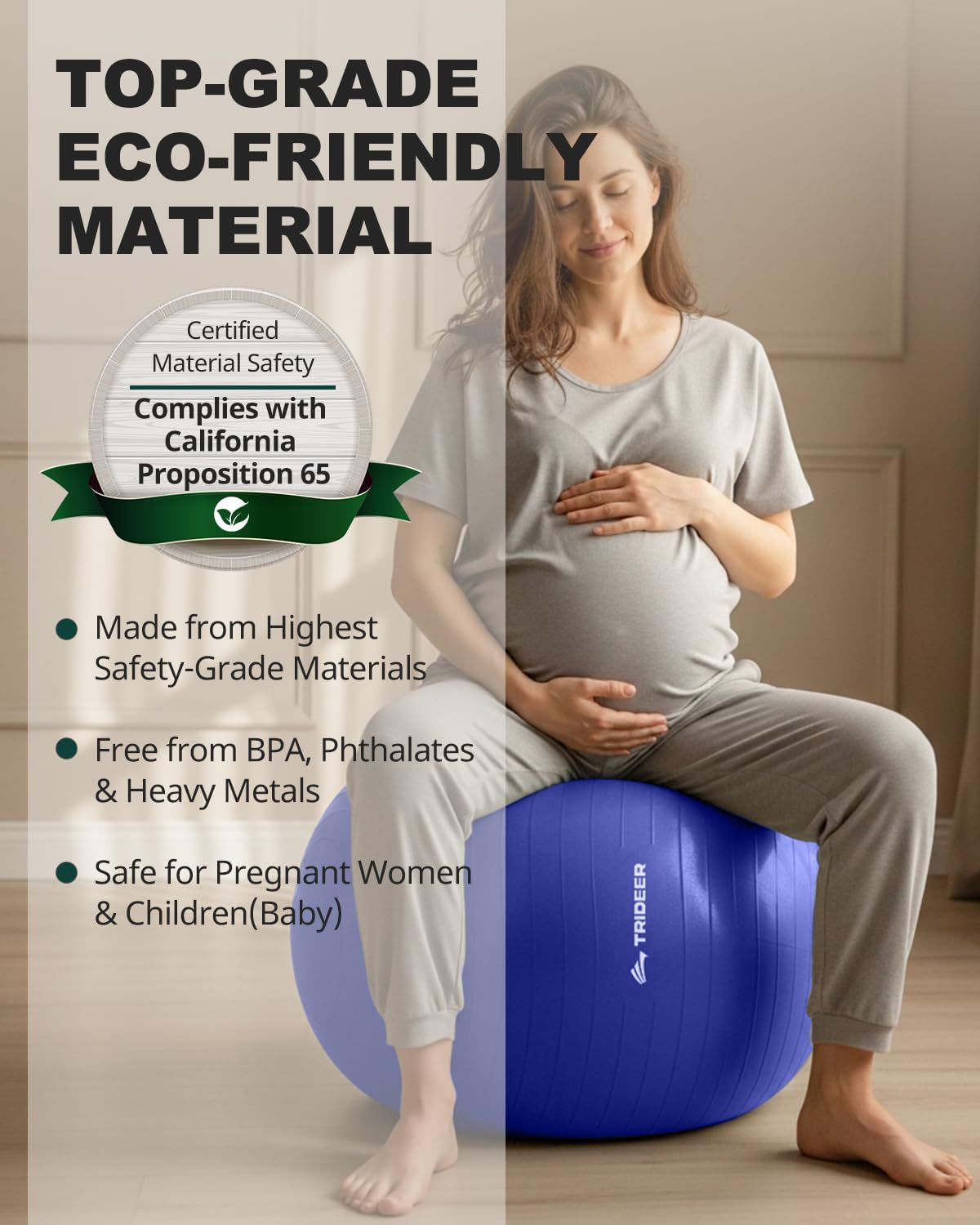 Trideer Extra Thick Yoga Ball Exercise Ball, 5 Sizes Gym Ball, Heavy Duty Ball Chair for Balance, Stability, Pregnancy, Quick Pump Included