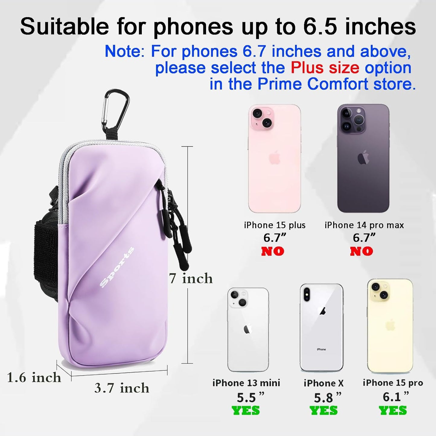 Cell Phone Holder for Walking, Running, Arm Band for Phone, Cell Phone Purse, Cross Body Phone Bag, Phone Holster, Cell Phone Carrier for Men Women, Phone Pouch (Purple)