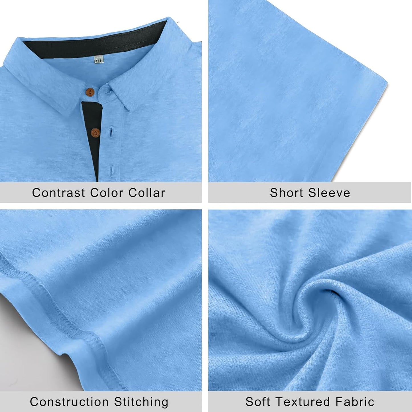PEGENO Mens Polo Shirts Short Sleeve Casual Cotton Golf Shirts Performance Polo Shirts for Men