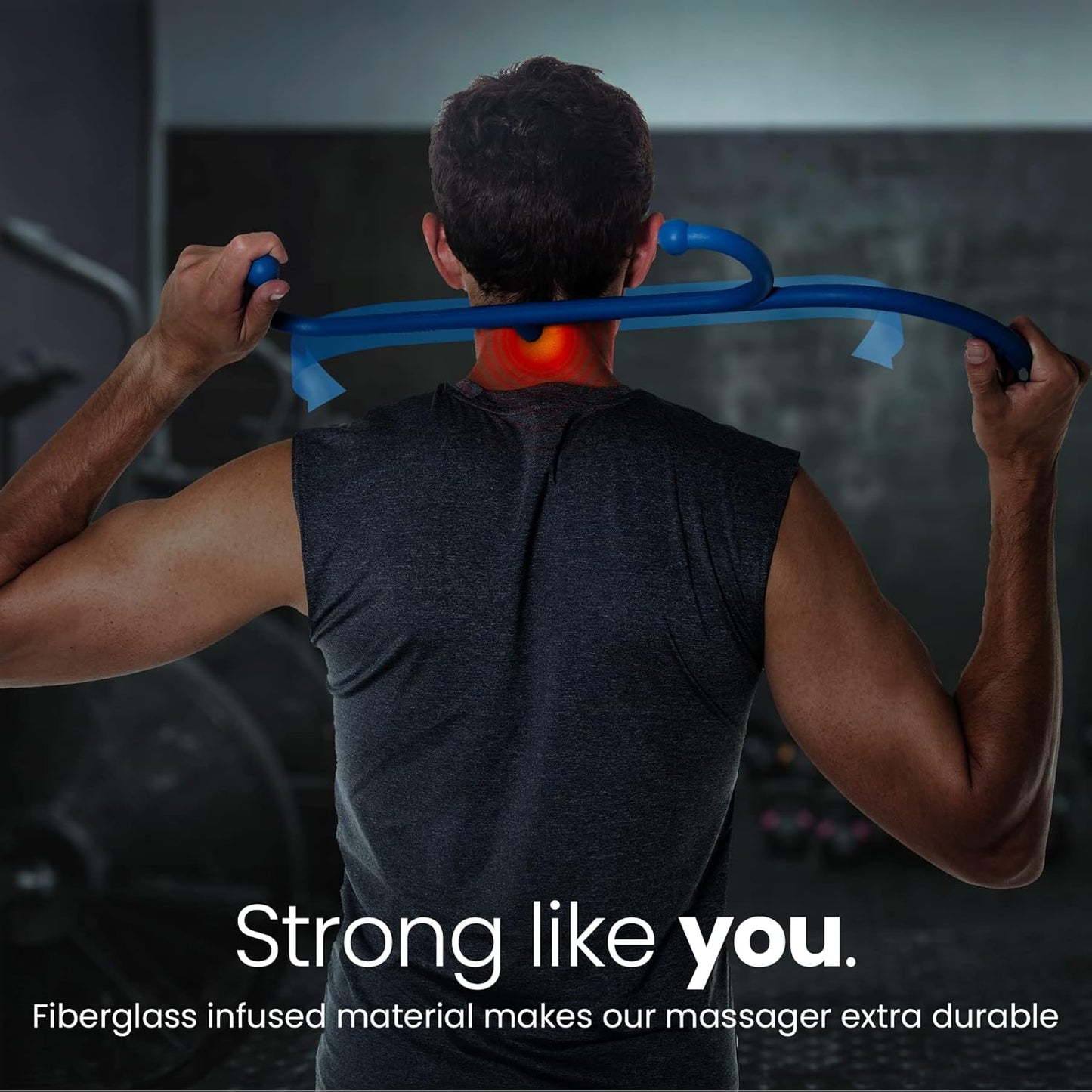 LiBa Back and Neck Massager - Trigger Point Massage Tools for Pain Relief and Manual Massage Hook Therapy Handheld Back Neck Shoulder Massager Blue - 2-Pack Gift for Women & Men