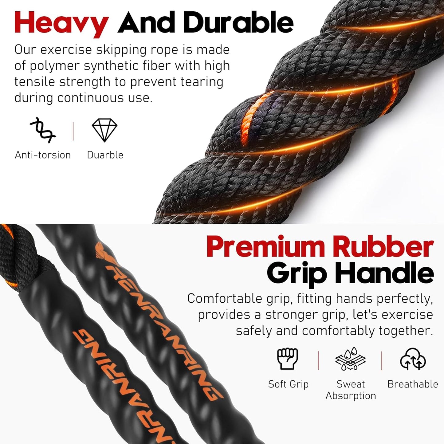 Weighted Jump Rope for Men and Women, 3lb 4lb 5lb Adult Heavy Skipping Rope, Jumprope for Fitness,Workout Equipment, Fitness Equipment for Home Gym Exercise,Improve Strength and Building Muscle