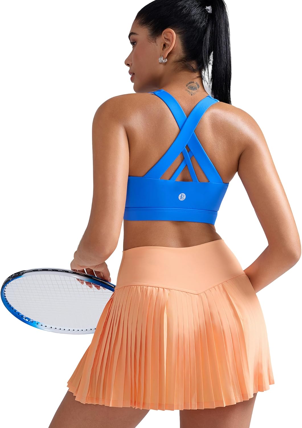 RUNNING GIRL Sports Bra for Women, Criss-Cross Back Padded Strappy Sports Bras Medium Support Yoga Bra with Removable Cups