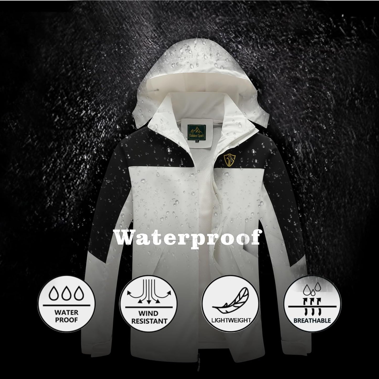 GIISAM Rain Jacket for Men, Mens Waterproof Raincoat Lightweight Rain Jackets Outdoor Rain Coat Windbreaker with Hood