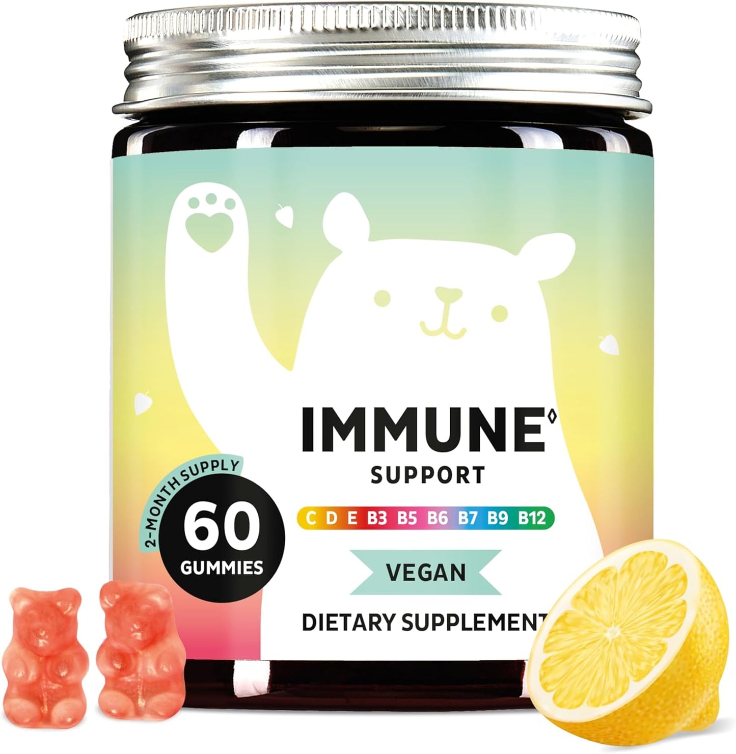Immune Support Gummies – Vitamin C, D, B6 & B12 – Daily Immune Boost – Vegan, Naturally Flavored (60 Gummies)
