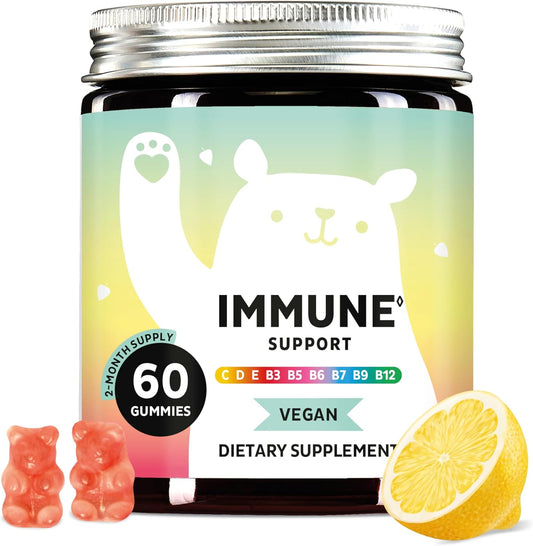 Immune Support Gummies – Vitamin C, D, B6 & B12 – Daily Immune Boost – Vegan, Naturally Flavored (60 Gummies)