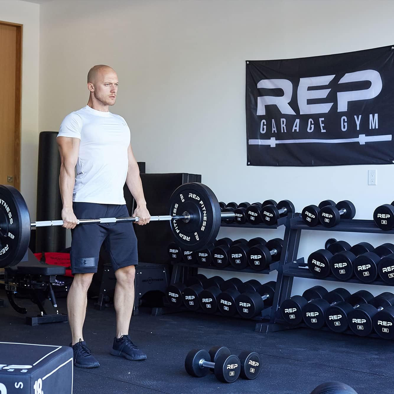 REP Fitness Urethane Coated Round Dumbbells, 5 to 100 lbs, Singles or Pairs, With or Without Rack, Steel Core, Rubber Encased, Chrome Handles, Professional Weights for Home Gym Strength Training