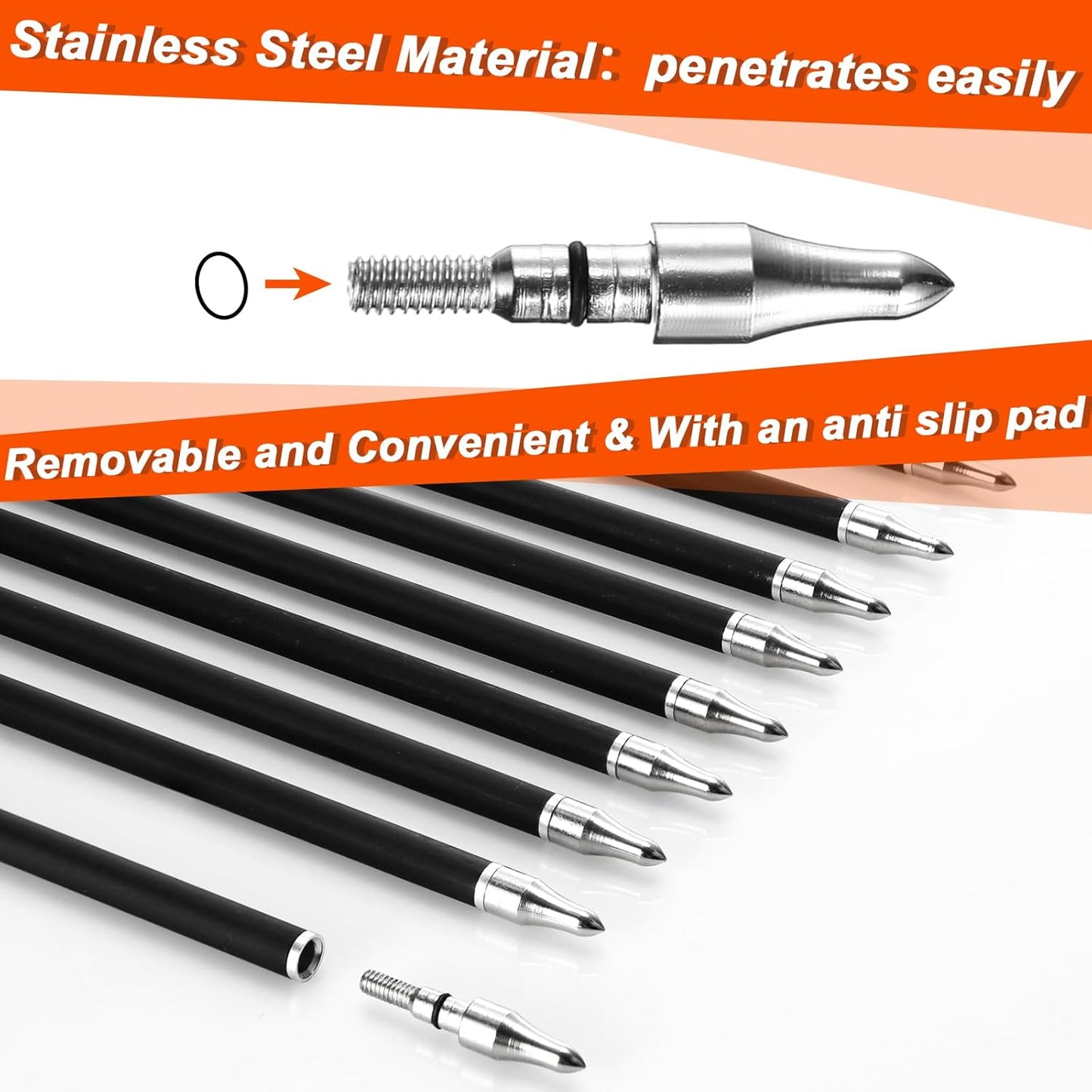 24 Pcs 31.5 Inch Arrows for Compound Bow Hunting Arrows Carbon Arrows with 3 Inch Plastic Arrow Feathers and Removable Tips 500-600 Spine Archery Target Arrows for Recurve Bow