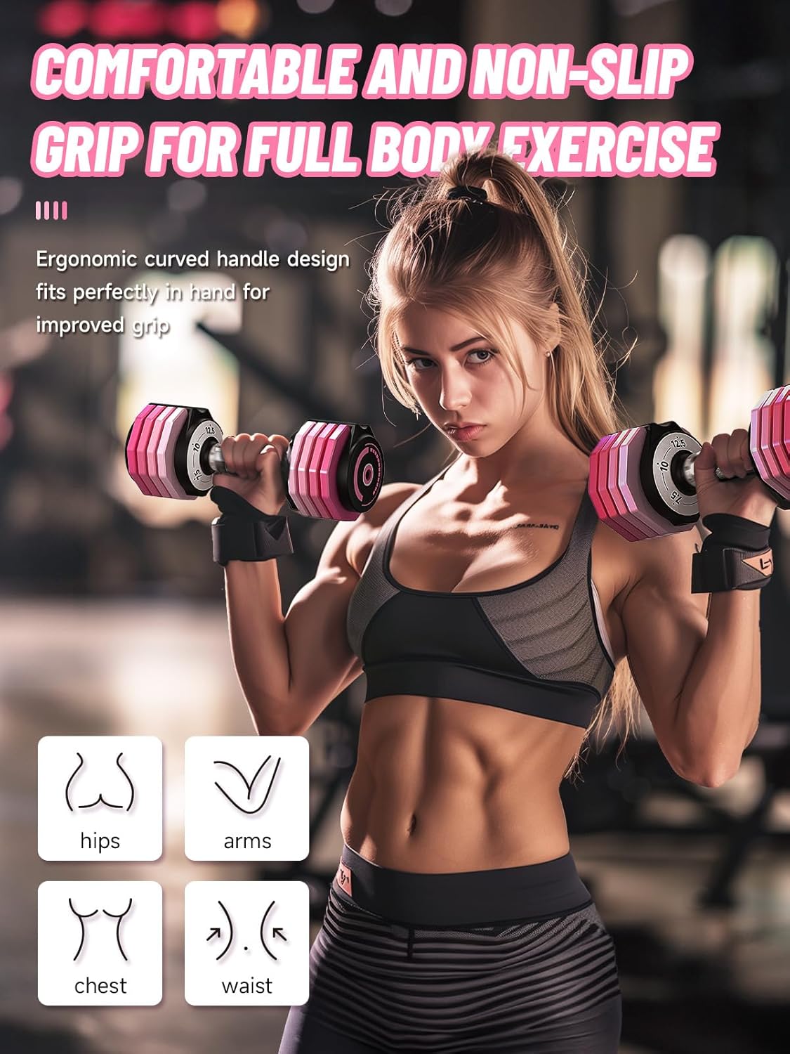 Adjustable Dumbbells Set 12.5LB/22.5LB Pair, 1-Sec Fast Adjustable 5 Weights by Turning Handle, Premium Comfort Non-slip Metal Dumbbells with Tray, Compact Size for Full Body Home Workout