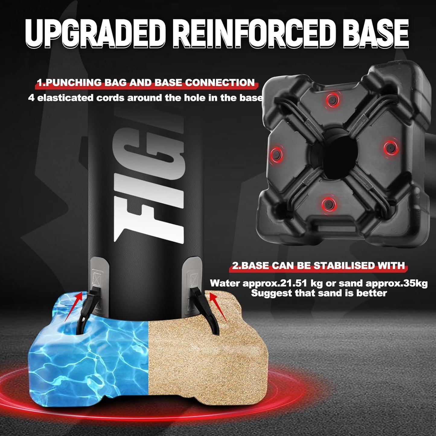 Standing Punching Bag for Adults, Upgrated Base Heavy Bag with Stand Boxing Training Equipment with MMA Gloves and Pump, 0.7mm Thickening Material Kicking Bag for Home Gym Workout Muay Thai Fitness