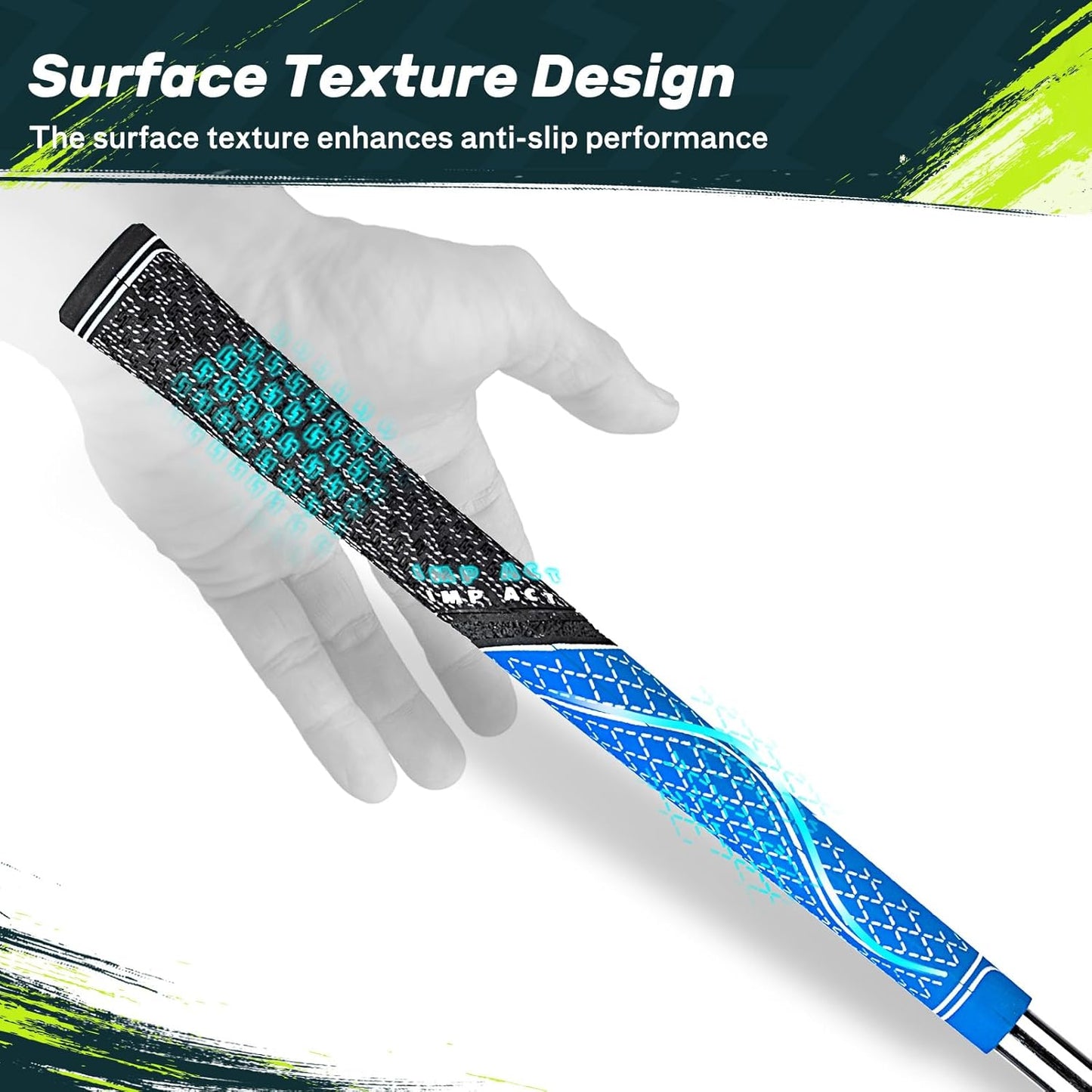 SAPLIZE Hybrid Golf Grips (CL07) - Set of 13, Innovative Design, Cross Corded Rubber Technology, Options of 8 Colors, Standard/Midsize, Basic/Deluxe Kit for Choice, Multicompound Golf Club Grips