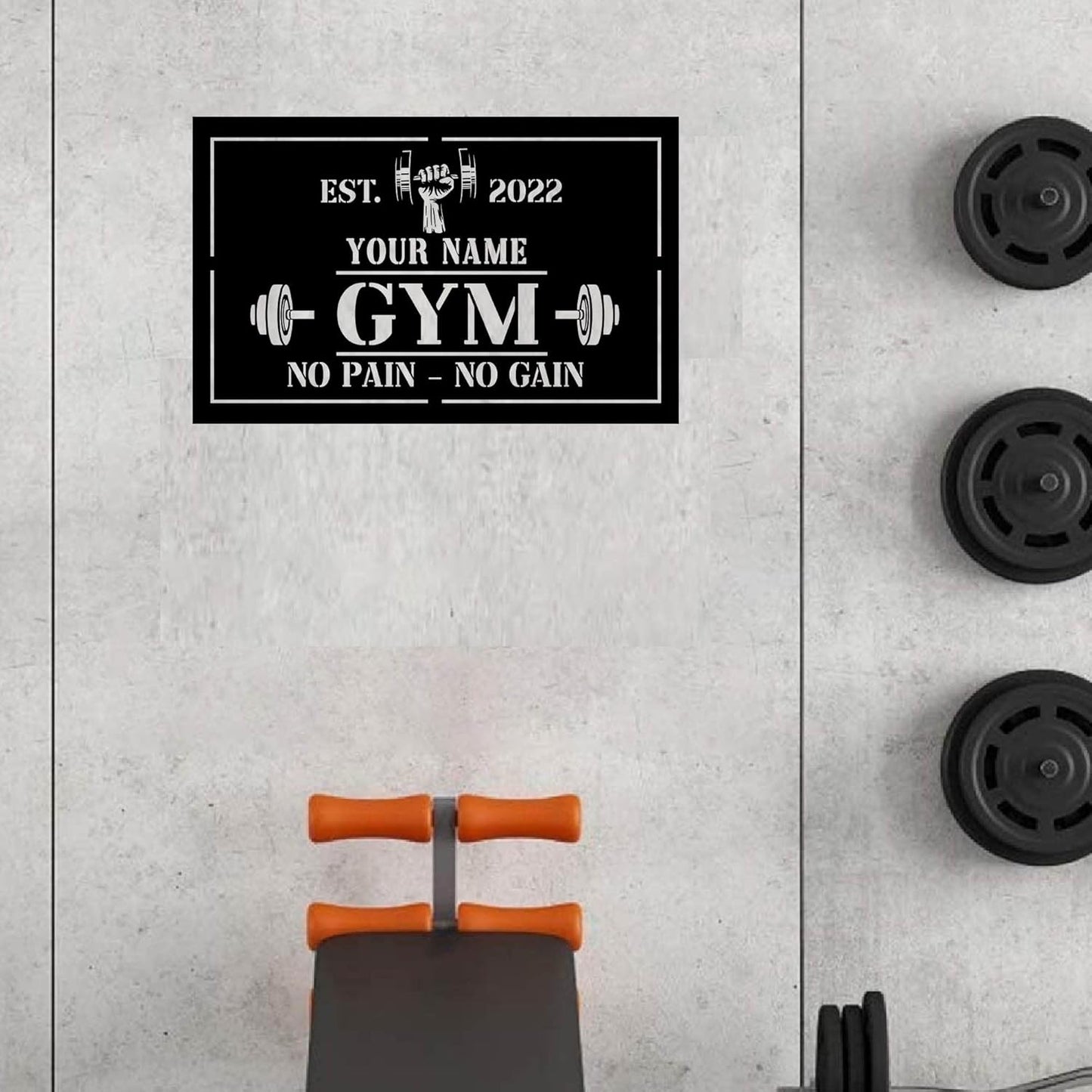 Personalized Home Gym LED Tin Metal Sign Multiple Sizes, Gym Sign Wall Decor, Exercise Workout Room Decor Fitness Center, Motivational Inspirational Hanging Wall Art Wall Plaque (01 w/o lights)