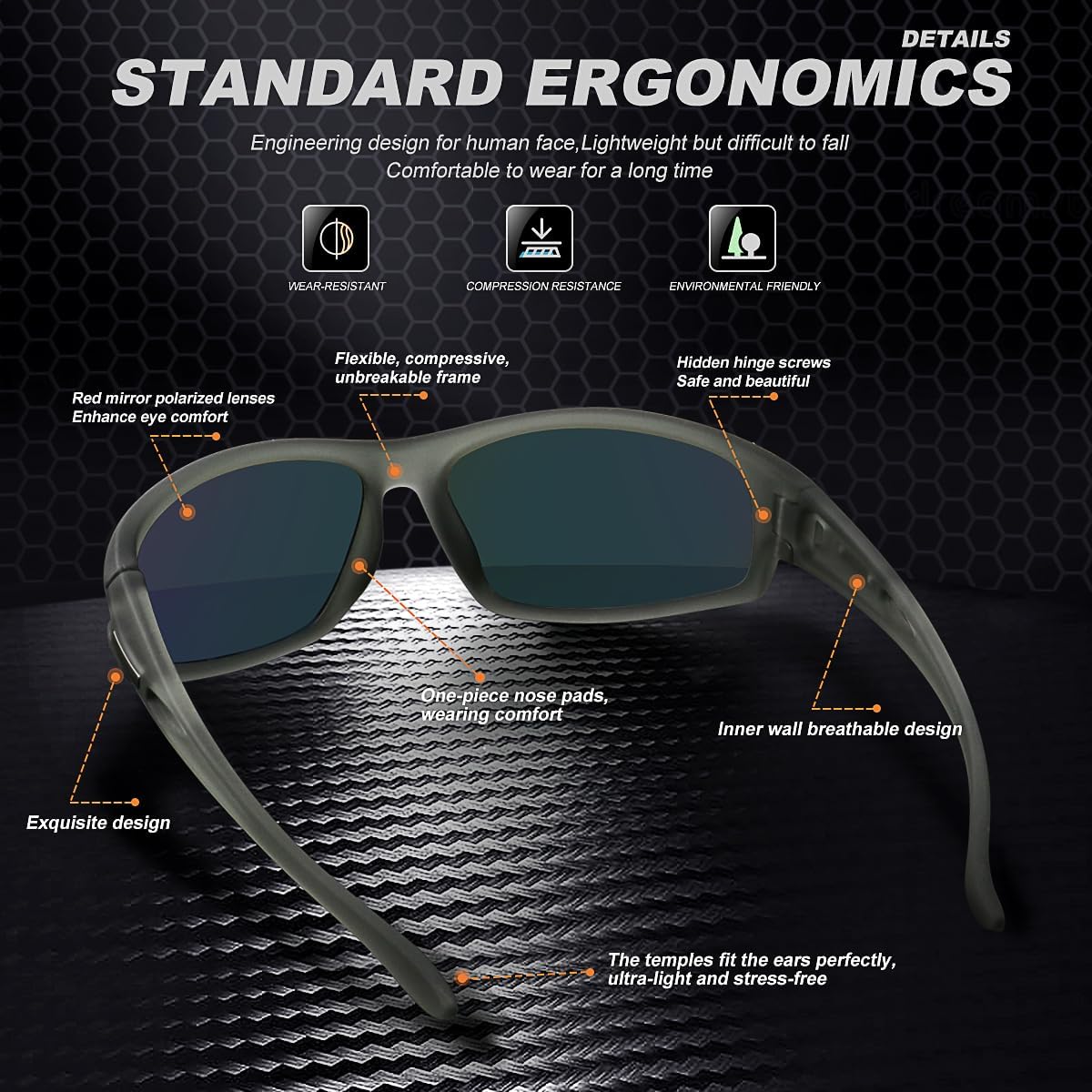 Polarized Sports Sunglasses for Men 100% UV Protection Wrap Around Unbreakable Sun Glasses for Fishing Driving