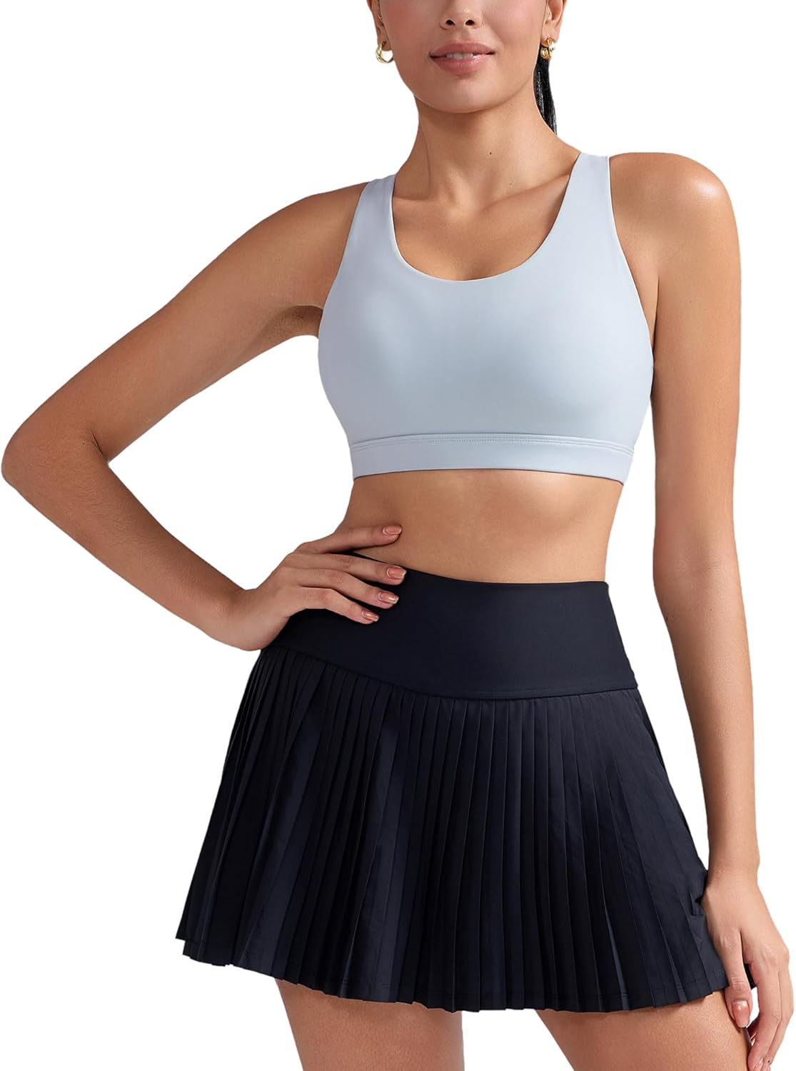 RUNNING GIRL Sports Bra for Women, Criss-Cross Back Padded Strappy Sports Bras Medium Support Yoga Bra with Removable Cups